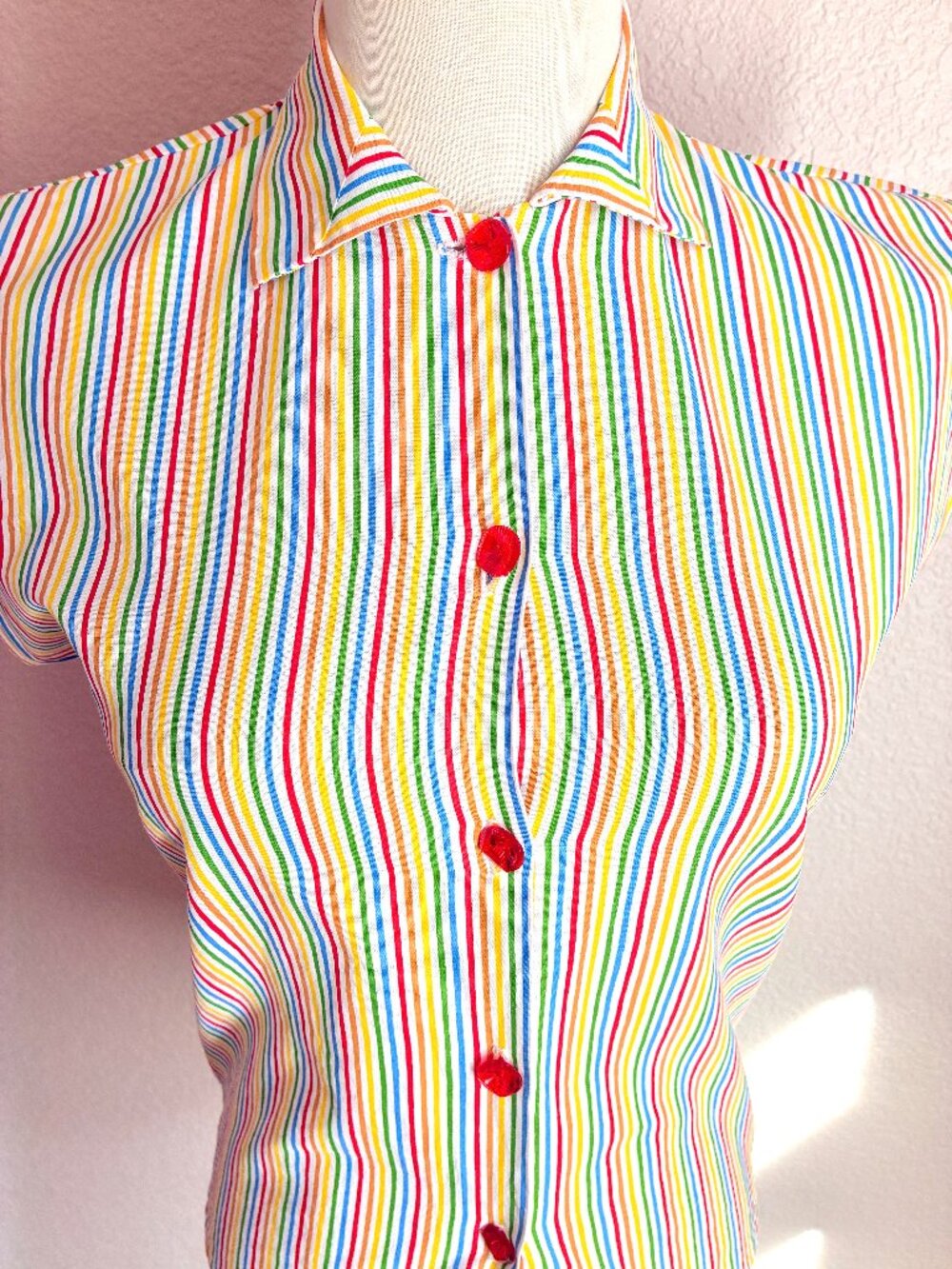 Freddies of Pinewood 50s Repro Stripe Siren Button Up Blouse-Size XS
